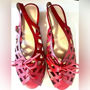 Nine West Summer Red Leather Cutout Flats